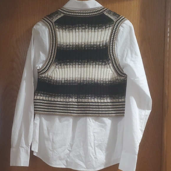 Veronica Beard Spear Mixed-Media  Vest  And Shirt  NWOT - Picture 5 of 16